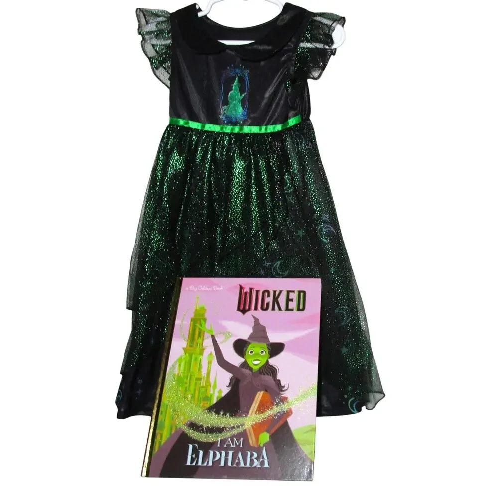 Universal Studios Wicked Girl's Nightgown Size 2T + Elphaba Big Golden Book